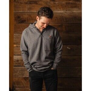 Smith + Rogue Mens XL Morning Hooded Sweater Tan Brushed Fleece Quarter Snap